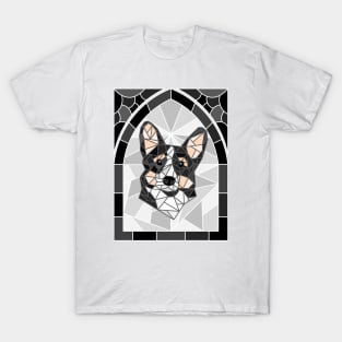 Stained Glass Black Corgi T-Shirt